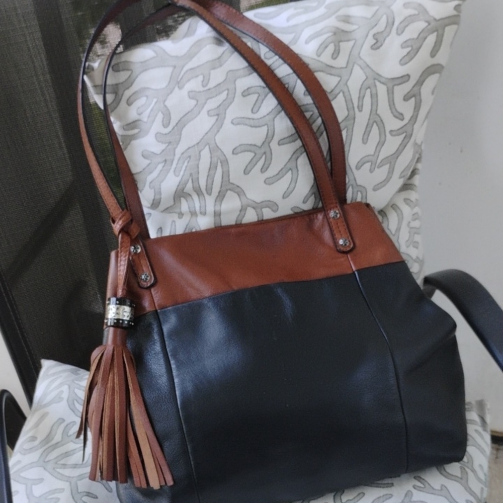 Brighton Klee Black/Brown Soft Leather Shoulder Bag
